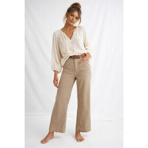 Flag & Anthem High Rise Crop Pants Womens 14/32 Tan Khaki NWT